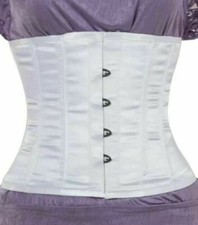NEW 305 Authentic White Satin 44" Underbust Corset Steel Boned