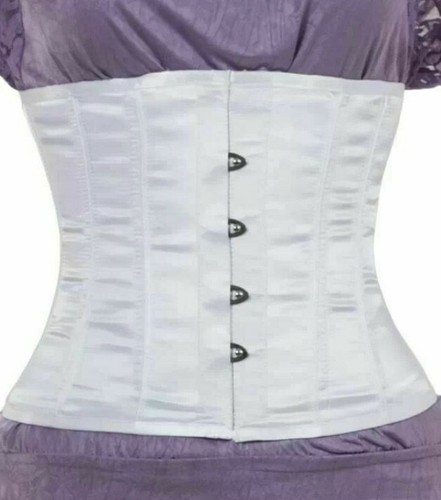 NEU! 305 echt weiß Satin 44" Unterbrust Korsett Stahl entbeint - Bild 1 von 2