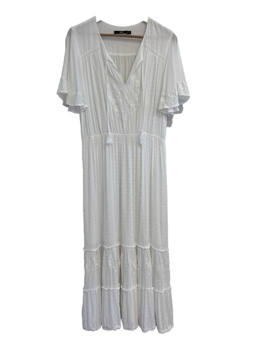 Sportsgirl White Boho Midi Dress Size 14 Au / 10 US / L Large Embroidered Lace