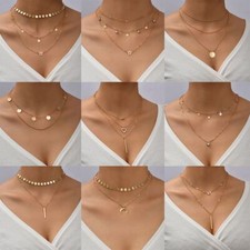 Multi Layer Elegant Necklaces - Round Moon Star Pendant Necklace Women Fashion