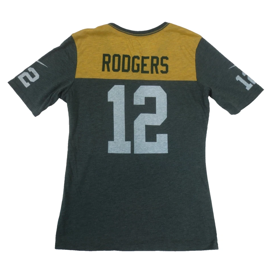Camiseta Nike Green Bay Packers #12 Aaron Rodgers NFL para mujer L verde manga corta Foto 4 de 4