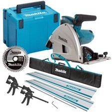 Image of Makita SP6000J2 165mm Plunge Saw 240V with 2 x 1.5m Guide Rail+Clamp+Bag+Blade