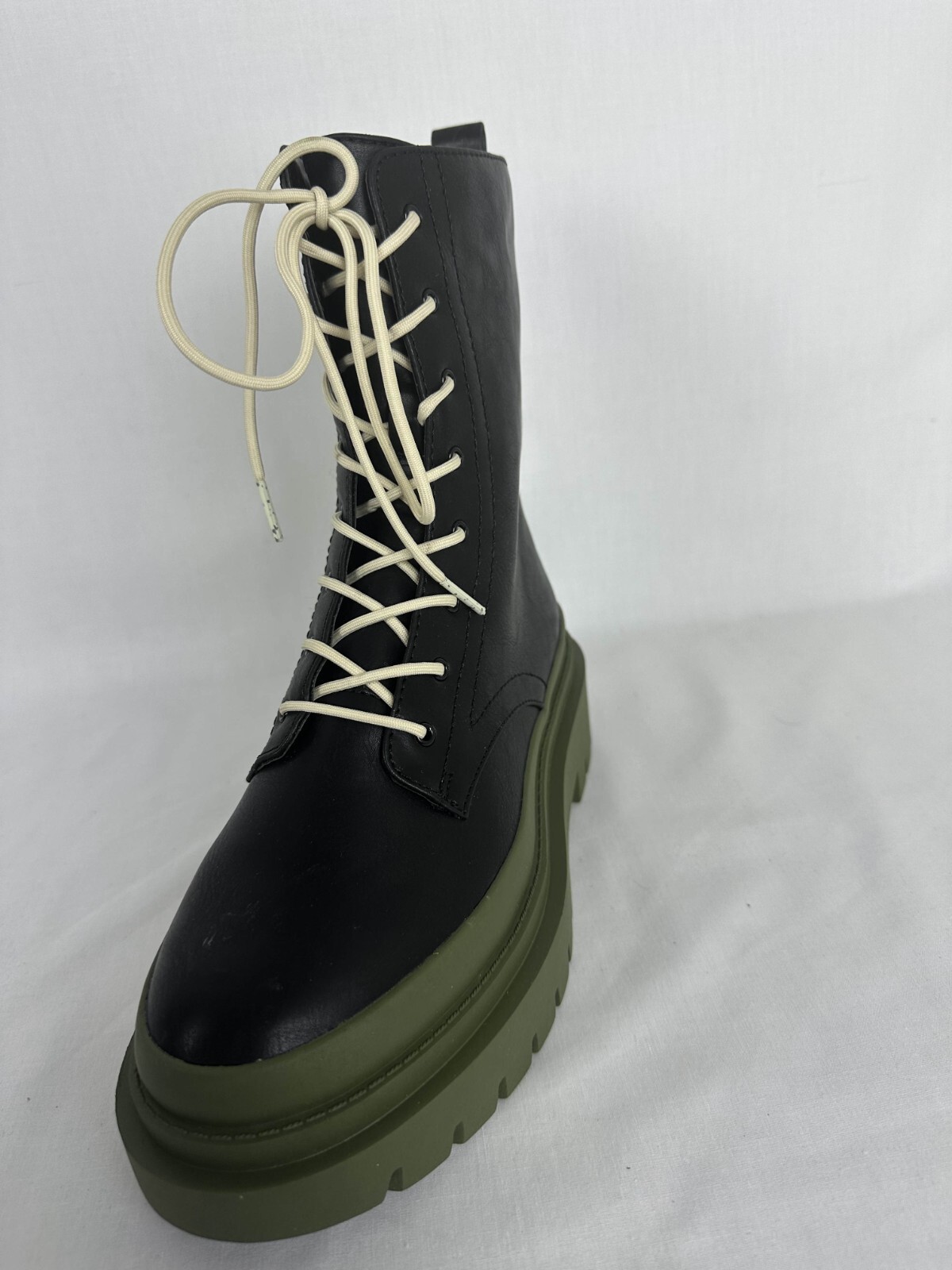 Steve Madden Womens 7.5 Mansel Lace Up Boots Black Multi Round Toe Combat