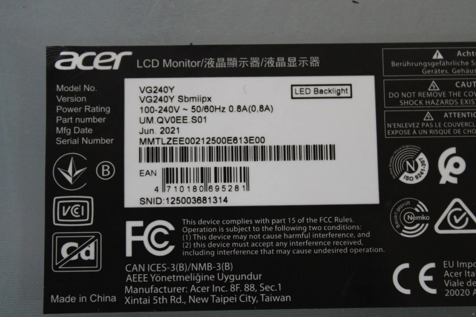 Mainboard-Acer Nitro VG240Y - 23,8" Full HD IPS LED LCD Monitor - Bild 2 von 4