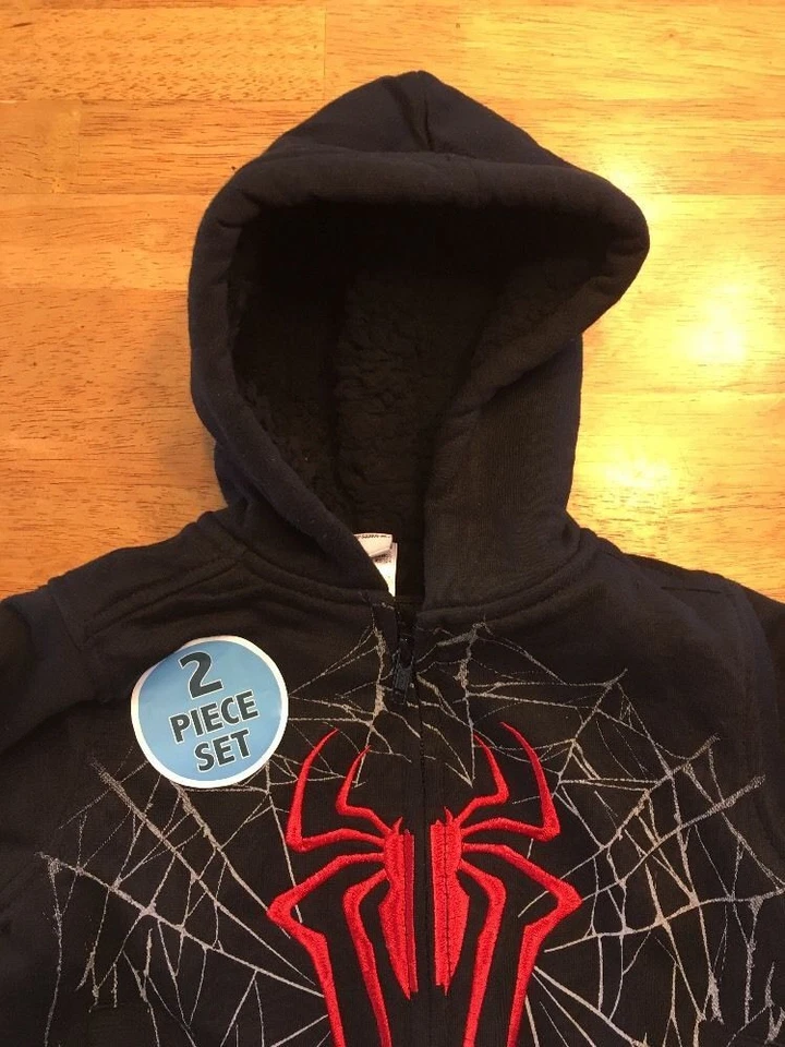 NUEVO CON ETIQUETAS Marvel Spider-Man Niño Rojo y Negro Sudadera con Capucha y Camisa - Talla: 2T Foto 3 de 4
