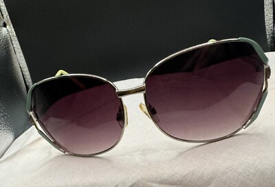 Ladies Sunglasses Unbranded Purple Lenses Silver Frame With Turquoise Accent