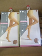 4 Pair MEDIUM M RICH TAN Silk Impressions Pantyhose MEDIUM SUPPORT SHEER M LB14