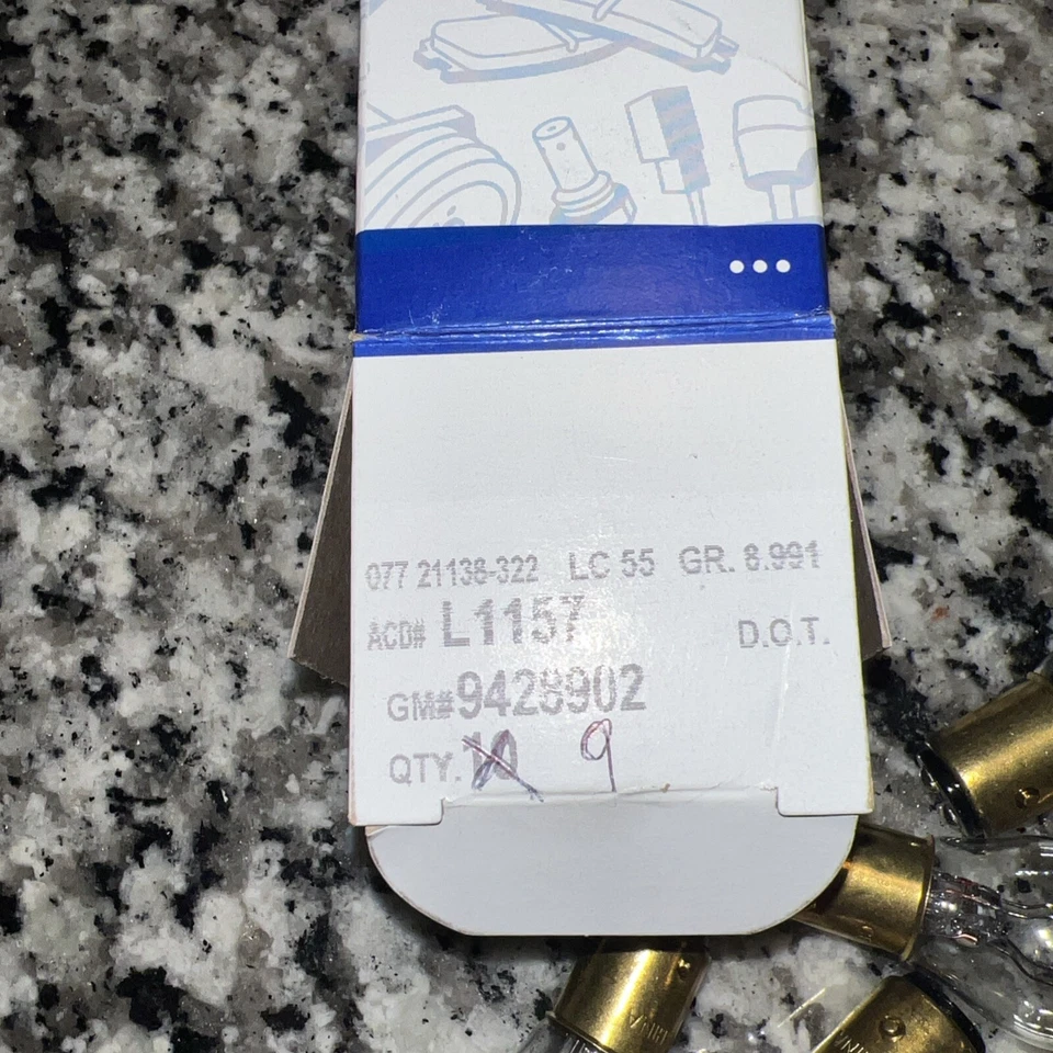 OEM ACDelco Multiusos L1157 Bombillas Parte # 9428902 Caja De 9 F+S Foto 3 de 4