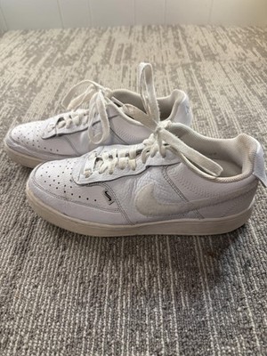 Nike Shoes Womens Size 8.5 White Leather Low Top DD2992-100 Fuzzy Swoosh Casual