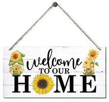 Welcome to Our Home Sign Decor, Hanging Wood Sign Home Summer Sign-3
