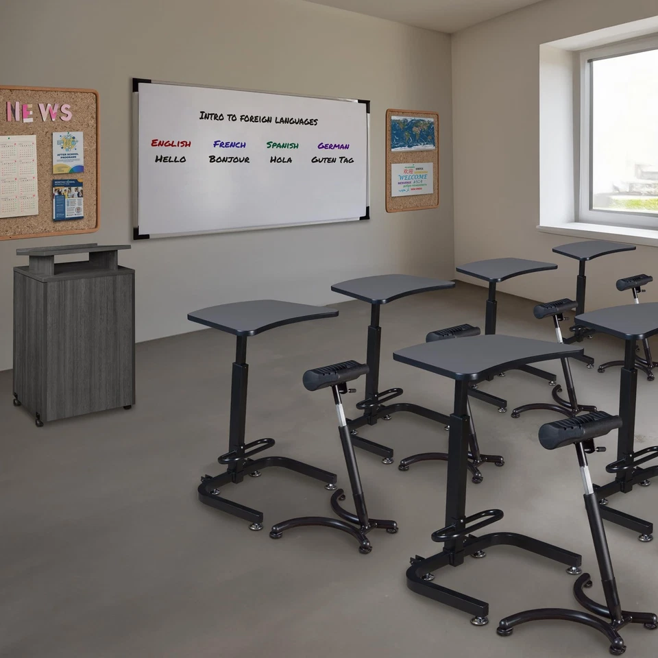 Escritorio de oficina Brody para sentarse/pararse, gris Foto 2 de 4