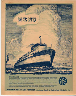 RARE ORIGINAL OLD ILLUSTRATED KIPTOPEKE LITTLE CREEK ESVA FERRY MENU PRICES