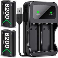 2 pack 6200mWh Xbox Rechargeable Battery Pack for Xbox One/Series X Controller
