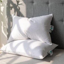 Goose Feathers Down Pillows Standard/Queen Size Set of 2, Luxury Soft Feather...
