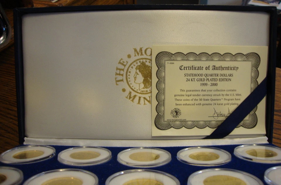 Cased Ten (10) Statehood Quarter Dollars 24kt Gold Plated Edition 1999-2000 - Image 4 of 4