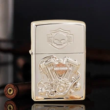 High Polished 3D Harley Davidson Twin-Motor Engine Zippo Lighter US Shipping