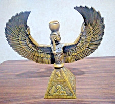 ANTICA STATUA ANTICA EGIZIA dea testa di iside ali aperte candelabro
