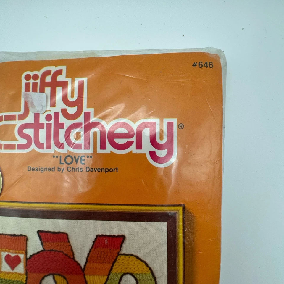 NEW Vintage 1970s Chris Davenport Jiffy Stitchery Crewel Kit Love 646 - Image 2 of 4