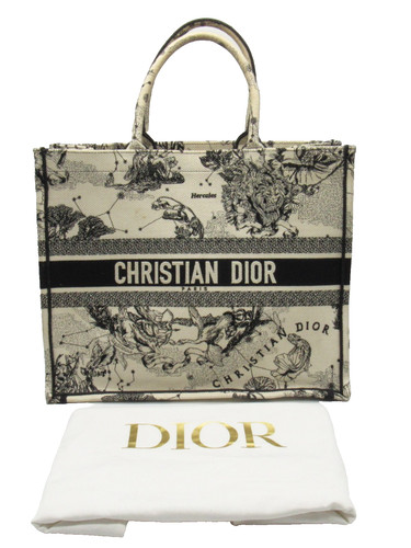 Christian Dior Large Book Tote Zodiac Toile De Jouy Embroidered Canvas