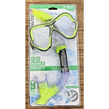 Dolfino Adult Latex Free Swim Mask and Snorkel Set Pool Water Yellow Black New