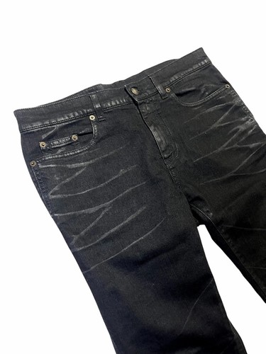 SAINT LAURENT D21 WHISKERED WAX DENIM BY HEDI SLIMANE IN W32