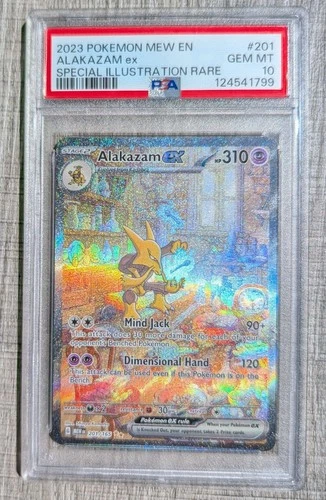 Pokémon Alakazam EX TCG Card 201/165 Scarlet & Violet 151 SIR, PSA 10