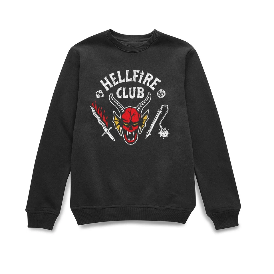 Official Stranger Things Hellfire Club Vintage Sweatshirt - Black