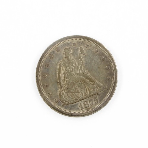 1875 20C Seated Liberty San Francisco Twenty Cent Silver US Coin NR #C707-1 - Picture 3 of 8