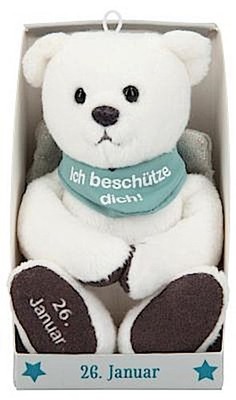 Depesche 8139.026 - Schutzengel Bär aus Plüsch, ca. 9 cm, mit Datum 26. Jan ...