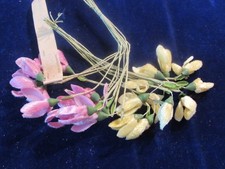 Vtg Millinery Flower Lot Collection Pink Yellow Velvet 3/4" Snowdrops Grmn H5340