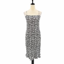 Everlane S NEW Smocked Column Black White Floral Girl Next Door Chic Midi Dress