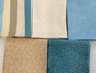 PACK #2 - 17" x 22" - 5 PIECE BUNDLE OF COTTON PRINT - BLUE & BEIGE