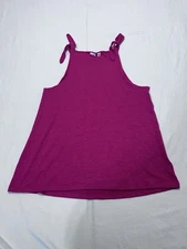 GAP Women’s Tie Shoulder Tank Top Size S Bright Claret Magenta Softspun Stretch