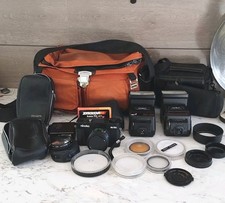 35mm Ninoka Camera w/Accessories Minolta Flash Lens Case Lot Untested For Parts