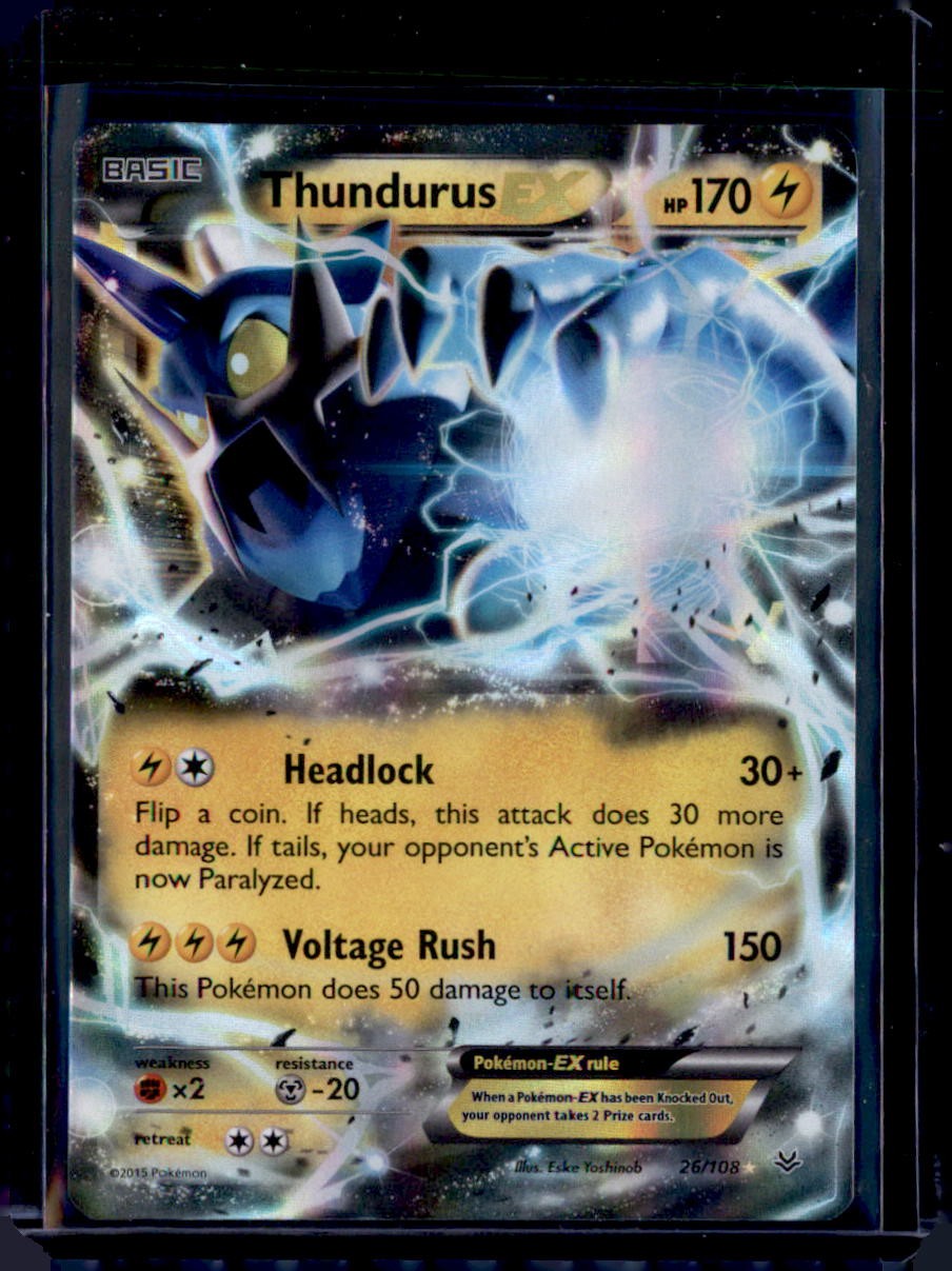 Thundurus EX 26/108 Holo EX Rare Roaring Skies Pokemon Holo Near Mint