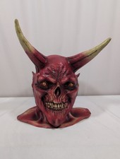 Red Devil Giant Horns Full Head Costume Latex Mask Adult One Size