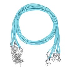 10 Pack 24" Waxed Necklace Cord, 2mm Bracelet Cord with Lobster Clasp Lake Blue 
