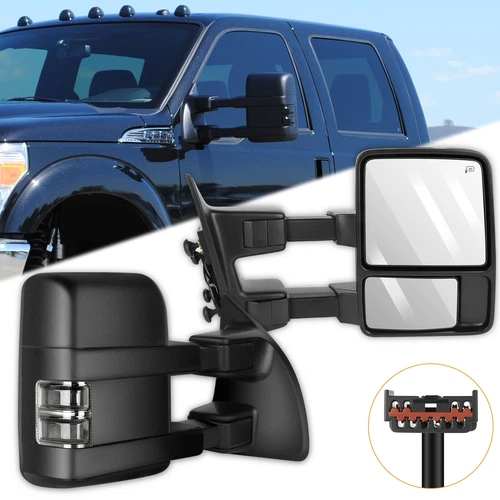 For 99-02 F250 F350 F450 F550 Super Duty Mirrors Towing Power Heated Pair Set
