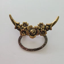 Vintage Kat’s Creations Brooch Pin Mixed Metals Silver/Gold Brass Floral Wings 