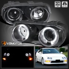 Black Fits 1994-1997 Acura Integra Led Halo Projector Headlights Lamp Leftright