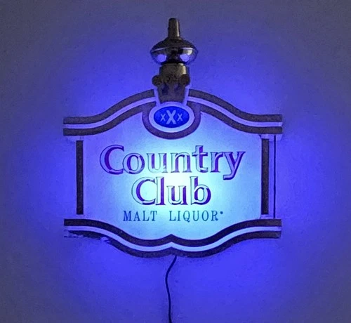 VINTAGE COUNTRY CLUB XXX MALT LIQUOR LIGHTED SIGN BEER CLASSIC