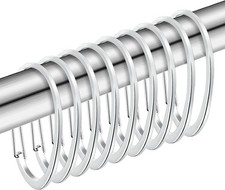 Silver Shower Curtain Rings Rustproof Shower Curtain Hooks Bathroom Chrome