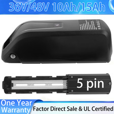 5pin 48V/36V 10AH/15AH eBike lithium battery for electric bicycle 0-1500W Motors