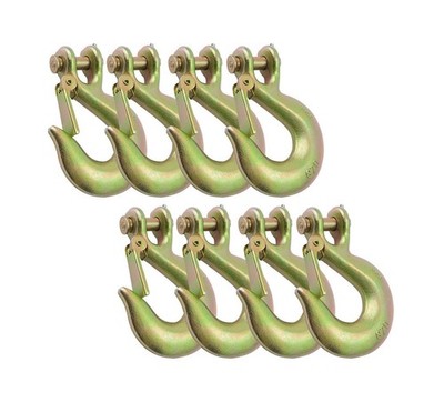 Mytee Products (8 Pack G70 3/8'' Clevis Slip Hook with Latch - 6,600 LBS WLL H...