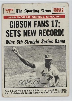 1969 Topps 1968 World Series Bob Gibson Fans 17; Sets New Record! #162 HOF g5e