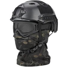Airsoft Helmet, Black PJ Tactical Helmet with Night Vision Mount,Airsoft Gogg...