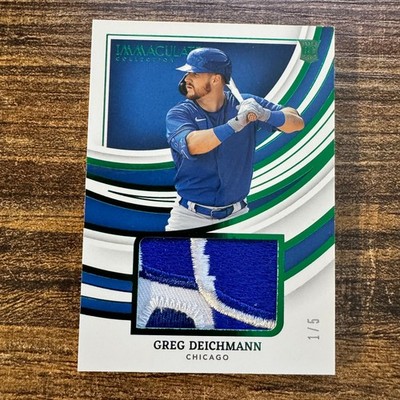 2022 Panini Immaculate Greg Deichmann #RRJ-GD Rookie Relic Emerald #1/5 Cubs RC