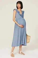 Hatch Womens Blue Gauzy Cotton The Sarah Maternity Midi Dress US 2