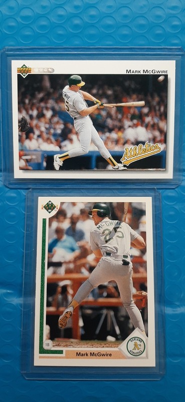 Mark McGwire 1991 Upper Deck #174 & 1992 Upper Deck #153 Oakland A's Two Cards