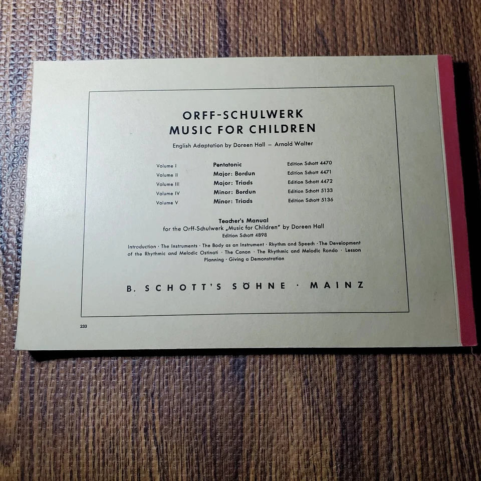 Orff-Keetman Music for Children I Pentatonic Vocal Sel. B. Schott Foto 2 de 4